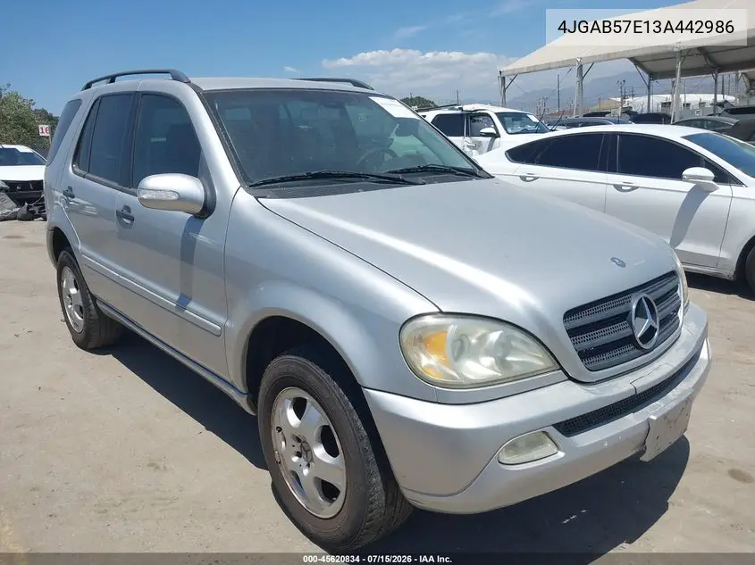 2003 Mercedes-Benz Ml 350 VIN: 4JGAB57E13A442986 Lot: 45620834