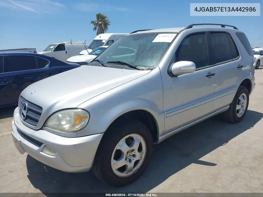 2003 Mercedes-Benz Ml 350 VIN: 4JGAB57E13A442986 Lot: 45620834