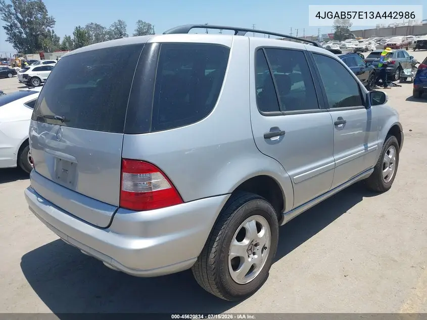 2003 Mercedes-Benz Ml 350 VIN: 4JGAB57E13A442986 Lot: 45620834
