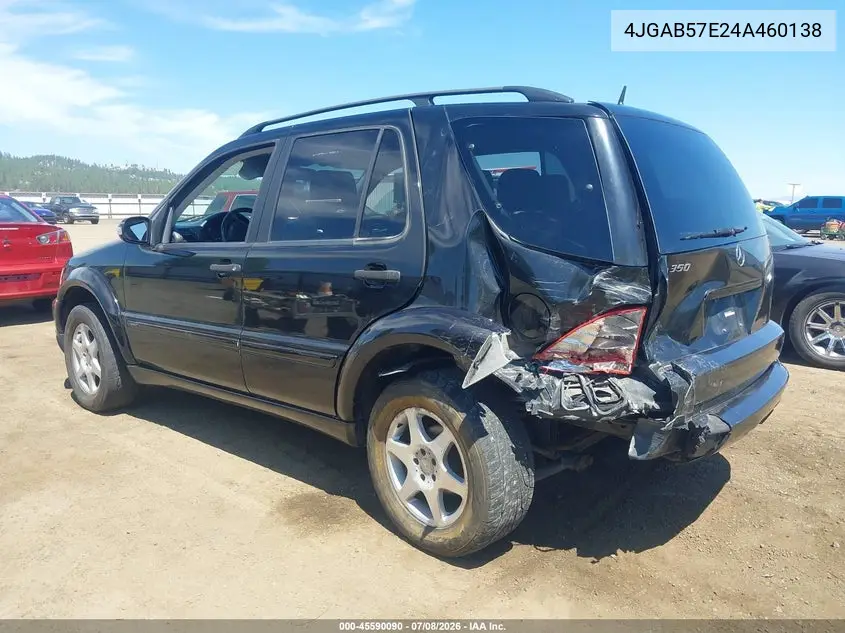 2004 Mercedes-Benz Ml 350 4Matic VIN: 4JGAB57E24A460138 Lot: 45590090