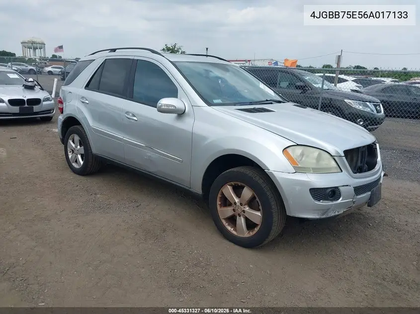 2006 Mercedes-Benz Ml 500 4Matic VIN: 4JGBB75E56A017133 Lot: 45331327