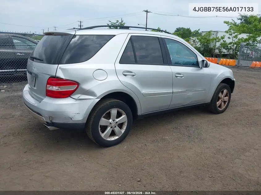 2006 Mercedes-Benz Ml 500 4Matic VIN: 4JGBB75E56A017133 Lot: 45331327