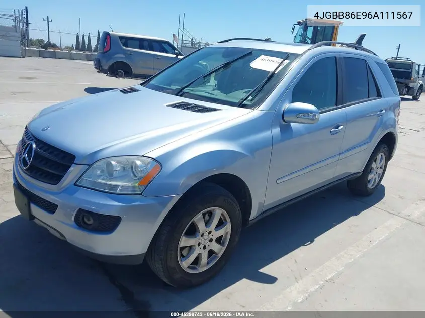 2006 Mercedes-Benz Ml 350 4Matic VIN: 4JGBB86E96A111567 Lot: 45399743