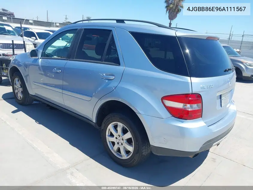 2006 Mercedes-Benz Ml 350 4Matic VIN: 4JGBB86E96A111567 Lot: 45399743
