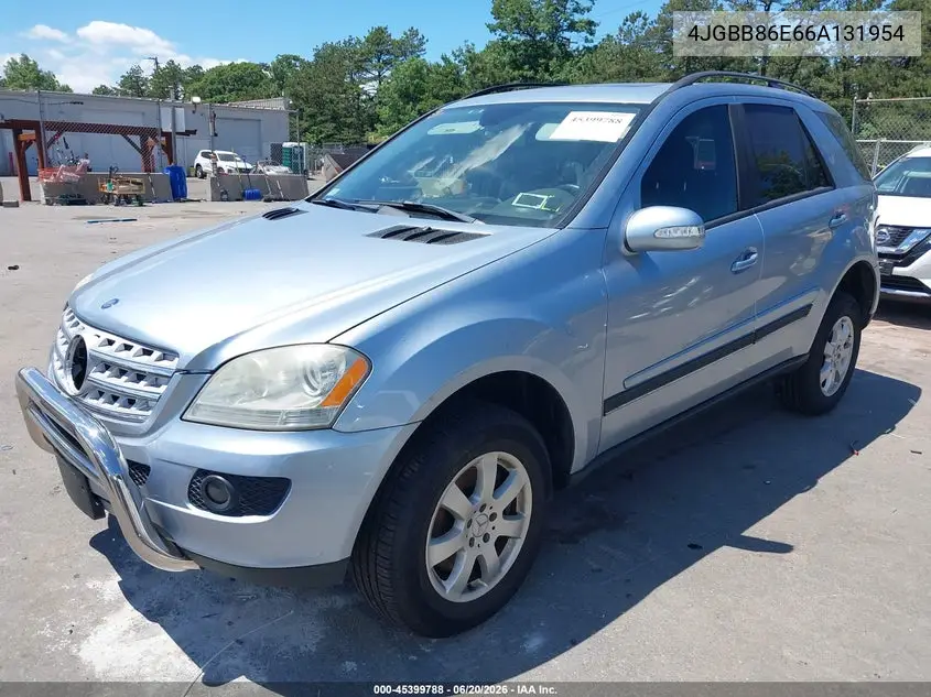 2006 Mercedes-Benz Ml 350 4Matic VIN: 4JGBB86E66A131954 Lot: 45399788