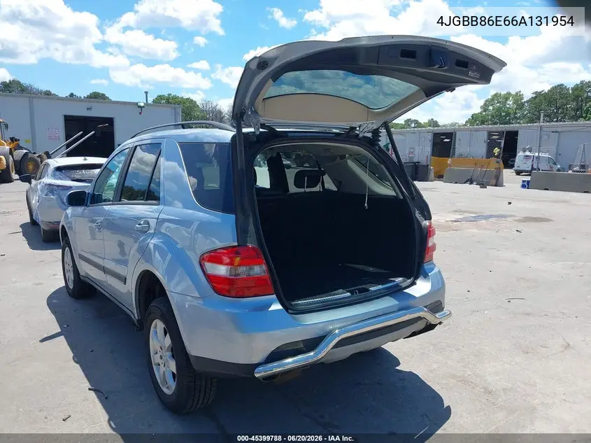 2006 Mercedes-Benz Ml 350 4Matic VIN: 4JGBB86E66A131954 Lot: 45399788