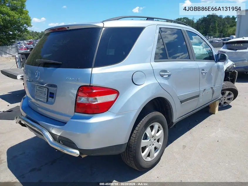 2006 Mercedes-Benz Ml 350 4Matic VIN: 4JGBB86E66A131954 Lot: 45399788
