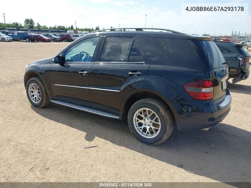 2007 Mercedes-Benz Ml 350 VIN: 4JGBB86E67A293178 Lot: 30093502