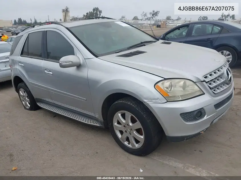 2007 Mercedes-Benz Ml 350 4Matic VIN: 4JGBB86E67A207075 Lot: 45435443