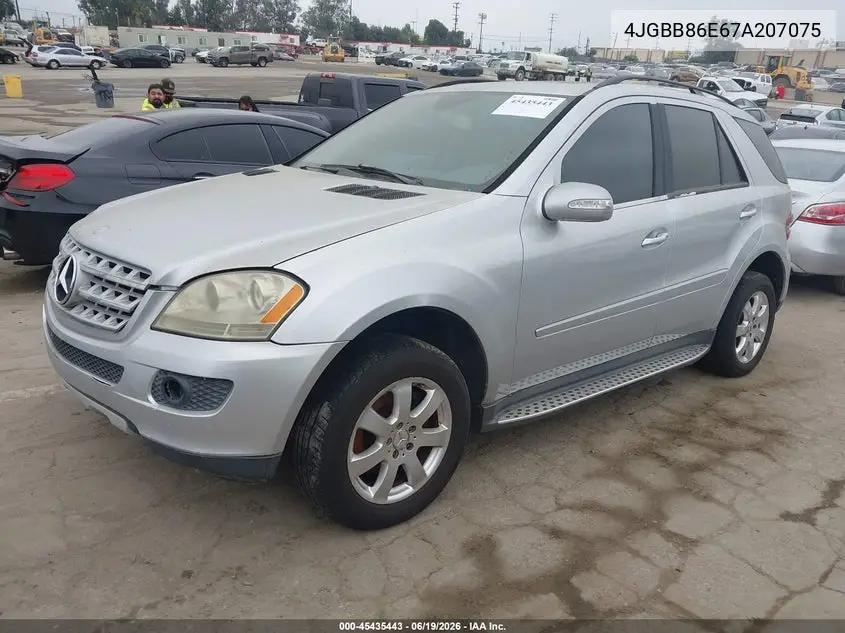 2007 Mercedes-Benz Ml 350 4Matic VIN: 4JGBB86E67A207075 Lot: 45435443