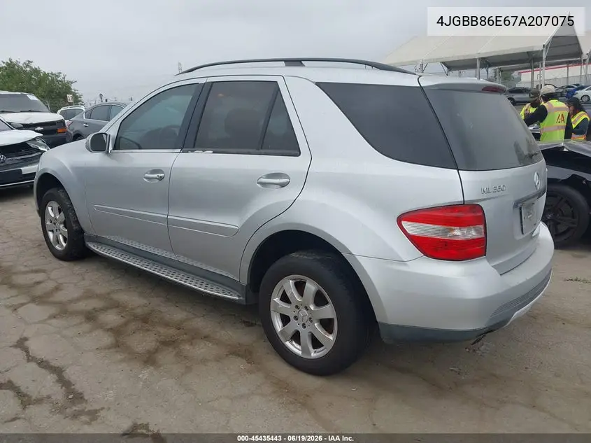 2007 Mercedes-Benz Ml 350 4Matic VIN: 4JGBB86E67A207075 Lot: 45435443