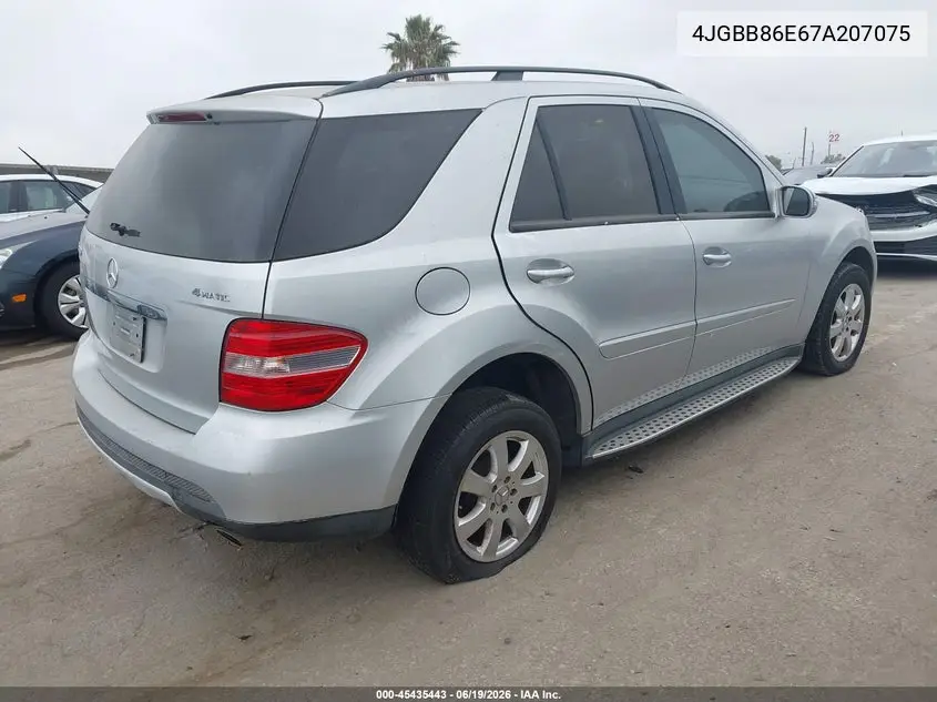2007 Mercedes-Benz Ml 350 4Matic VIN: 4JGBB86E67A207075 Lot: 45435443