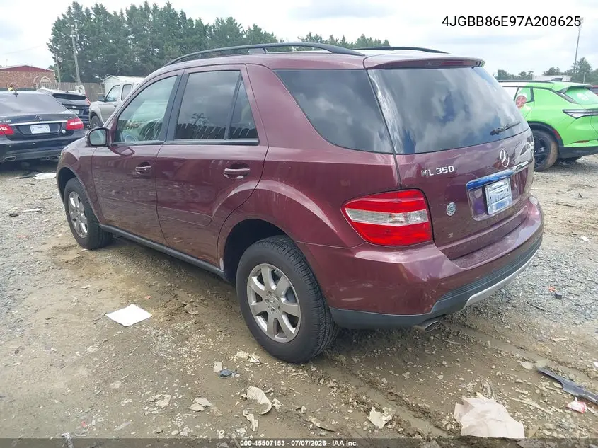 2007 Mercedes-Benz Ml 350 4Matic VIN: 4JGBB86E97A208625 Lot: 45507153
