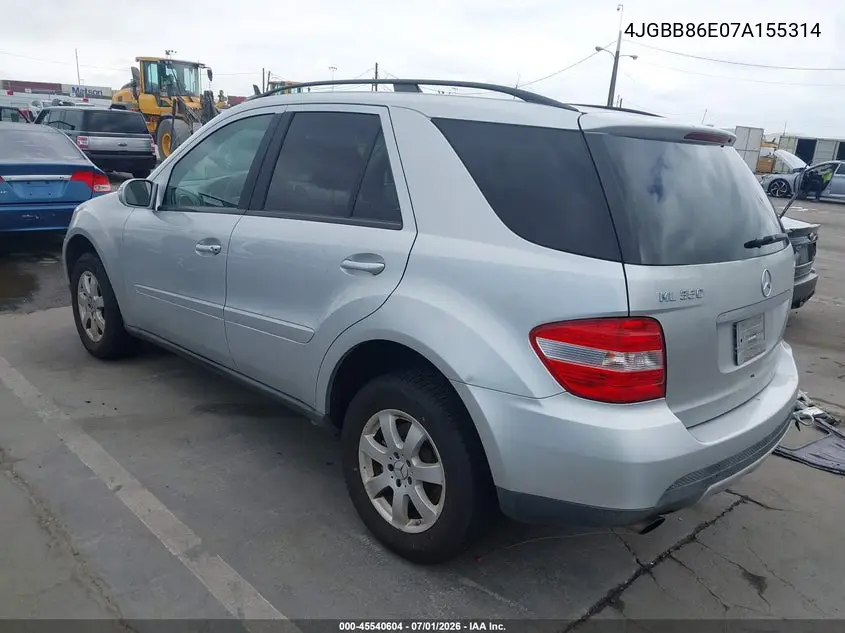 2007 Mercedes-Benz Ml 350 4Matic VIN: 4JGBB86E07A155314 Lot: 45540604