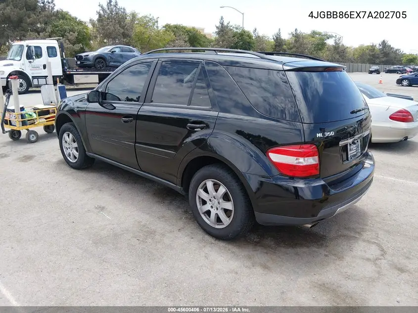 2007 Mercedes-Benz Ml 350 4Matic VIN: 4JGBB86EX7A202705 Lot: 45600406