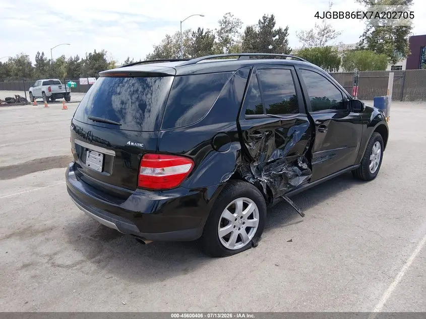 2007 Mercedes-Benz Ml 350 4Matic VIN: 4JGBB86EX7A202705 Lot: 45600406
