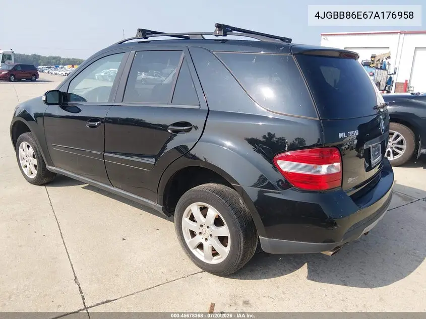 2007 Mercedes-Benz Ml 350 4Matic VIN: 4JGBB86E67A176958 Lot: 45678368