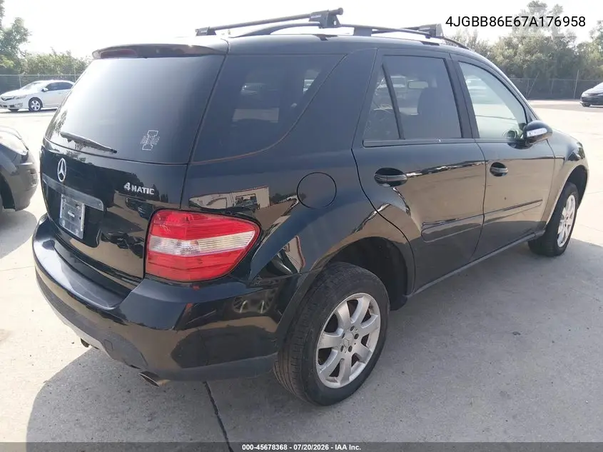 2007 Mercedes-Benz Ml 350 4Matic VIN: 4JGBB86E67A176958 Lot: 45678368