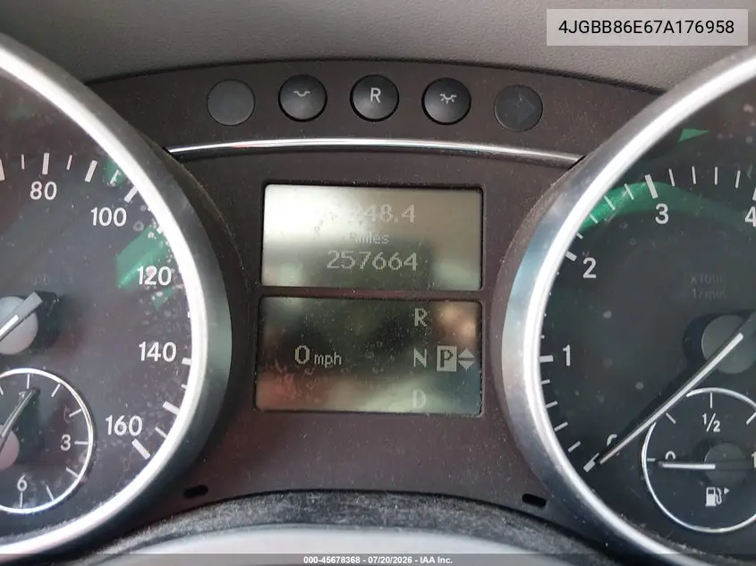 2007 Mercedes-Benz Ml 350 4Matic VIN: 4JGBB86E67A176958 Lot: 45678368