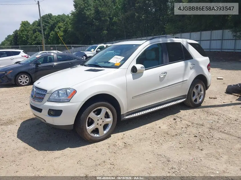 2008 Mercedes-Benz Ml 350 4Matic VIN: 4JGBB86E58A393547 Lot: 45384244