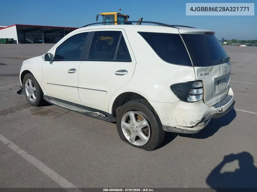 2008 Mercedes-Benz M-Class 3.5L VIN: 4JGBB86E28A321771 Lot: 45558848