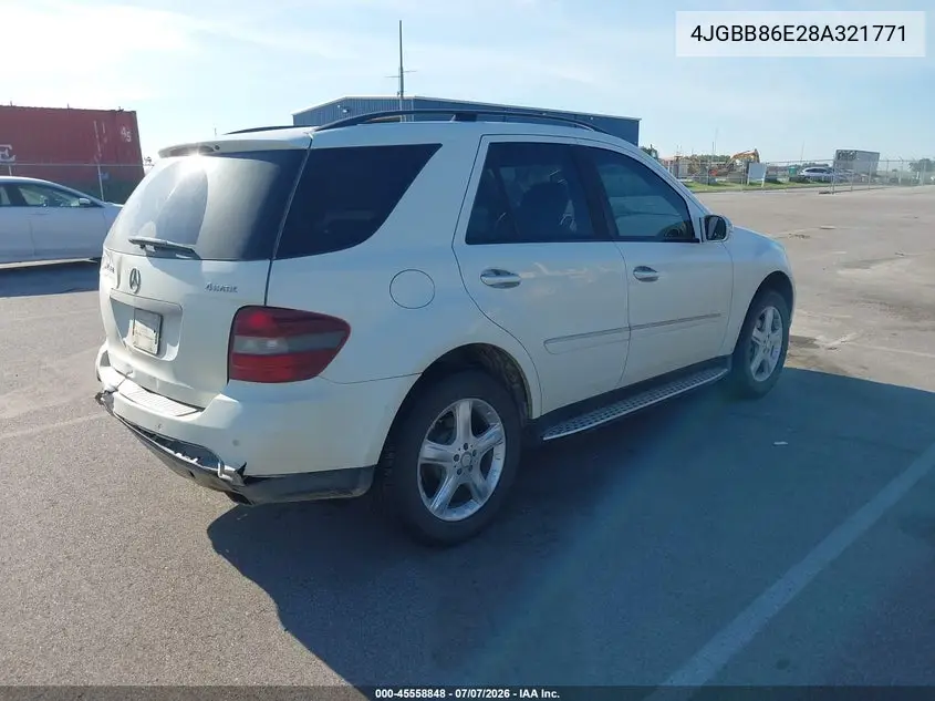 2008 Mercedes-Benz M-Class 3.5L VIN: 4JGBB86E28A321771 Lot: 45558848