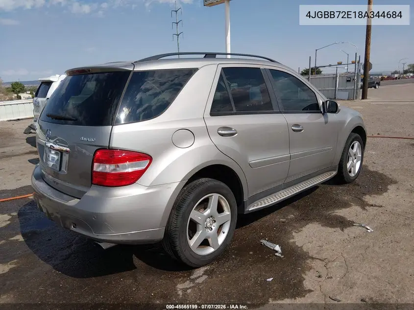 2008 Mercedes-Benz M-Class 5.5L VIN: 4JGBB72E18A344684 Lot: 45565199