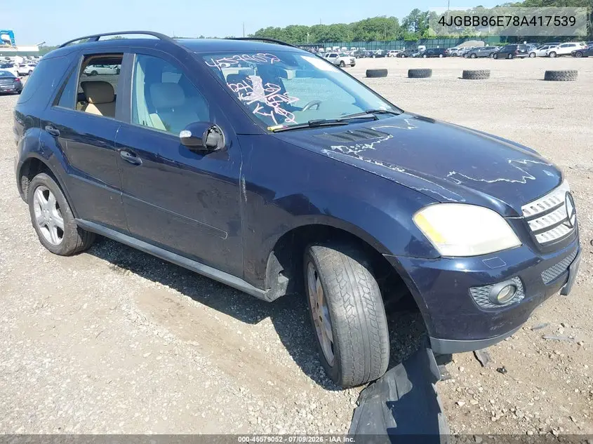 2008 Mercedes-Benz M-Class 3.5L VIN: 4JGBB86E78A417539 Lot: 45579052