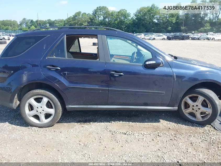 2008 Mercedes-Benz M-Class 3.5L VIN: 4JGBB86E78A417539 Lot: 45579052