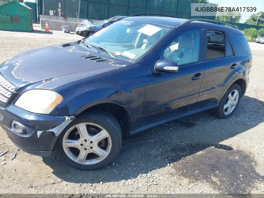 2008 Mercedes-Benz M-Class 3.5L VIN: 4JGBB86E78A417539 Lot: 45579052
