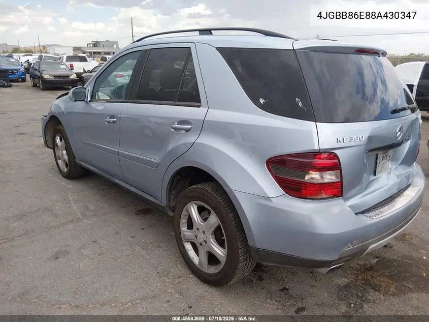 2008 Mercedes-Benz M-Class 3.5L VIN: 4JGBB86E88A430347 Lot: 45583658