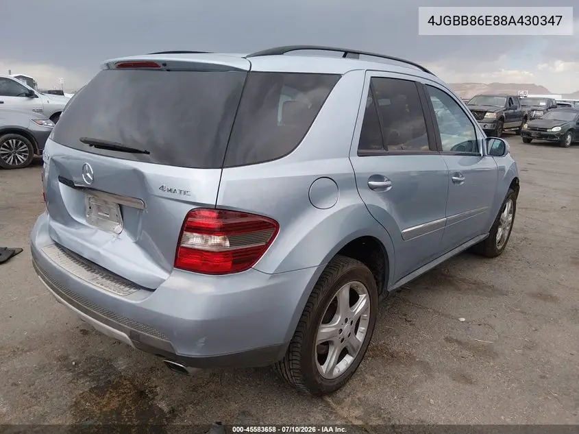 2008 Mercedes-Benz M-Class 3.5L VIN: 4JGBB86E88A430347 Lot: 45583658