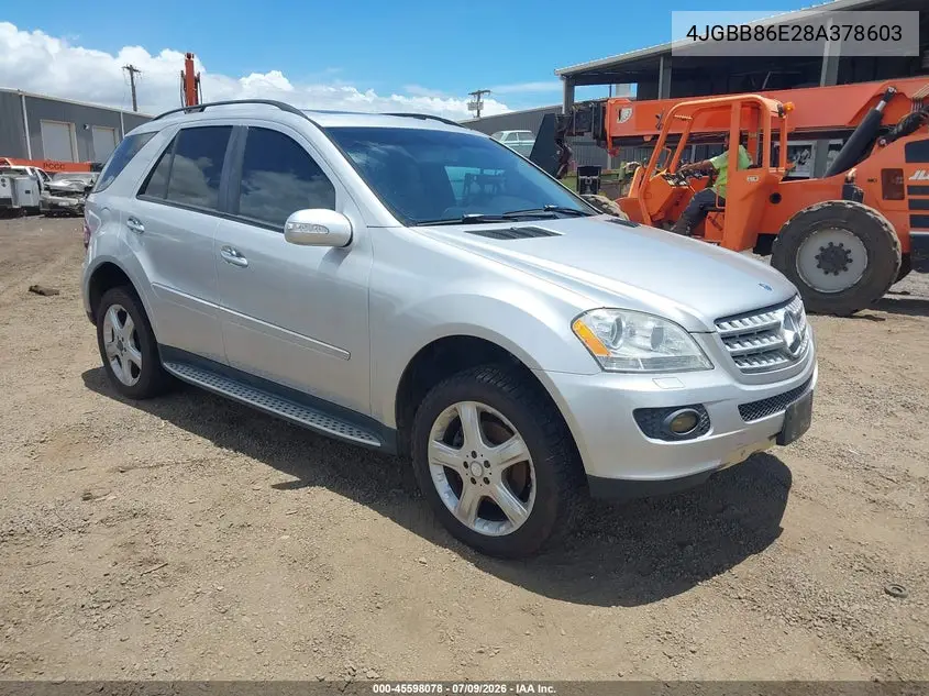 2008 Mercedes-Benz M-Class 3.5L VIN: 4JGBB86E28A378603 Lot: 45598078