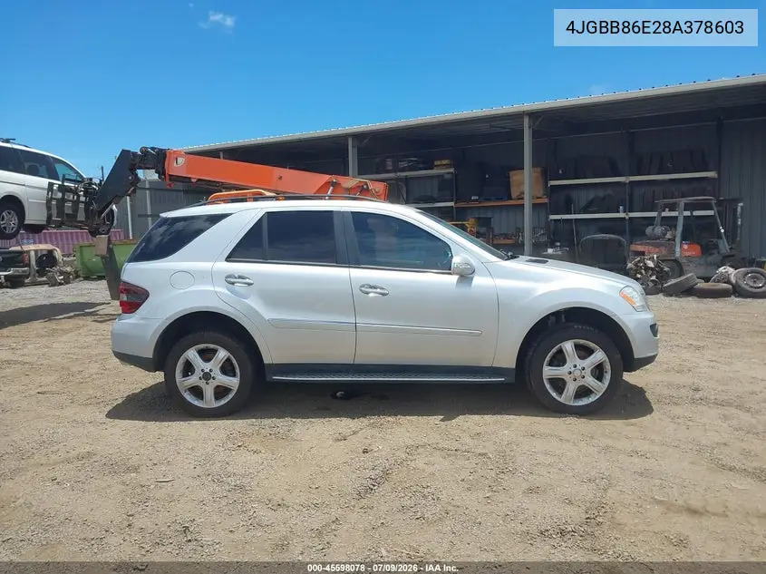 2008 Mercedes-Benz M-Class 3.5L VIN: 4JGBB86E28A378603 Lot: 45598078