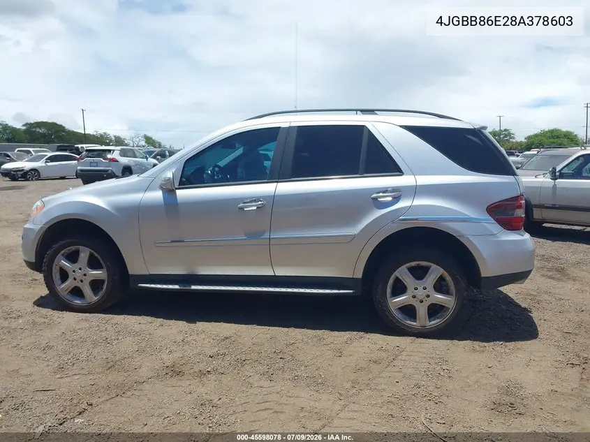 2008 Mercedes-Benz M-Class 3.5L VIN: 4JGBB86E28A378603 Lot: 45598078