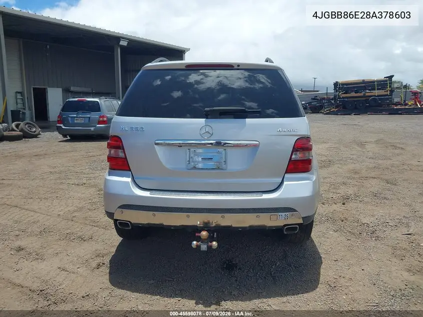 2008 Mercedes-Benz M-Class 3.5L VIN: 4JGBB86E28A378603 Lot: 45598078