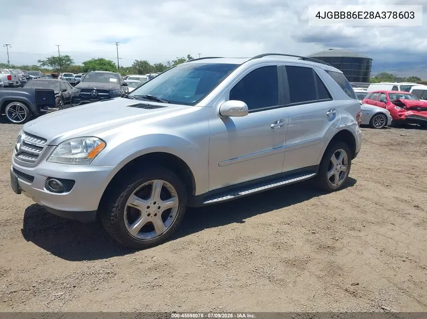 2008 Mercedes-Benz M-Class 3.5L VIN: 4JGBB86E28A378603 Lot: 45598078