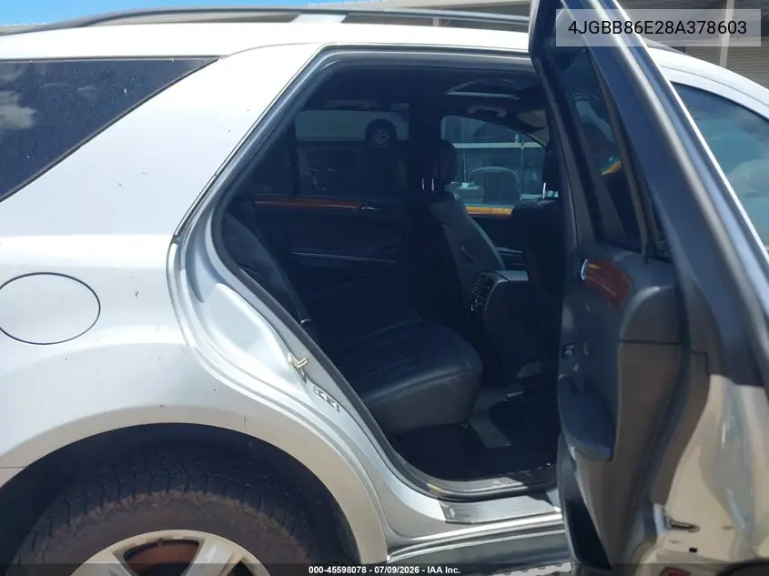 2008 Mercedes-Benz M-Class 3.5L VIN: 4JGBB86E28A378603 Lot: 45598078