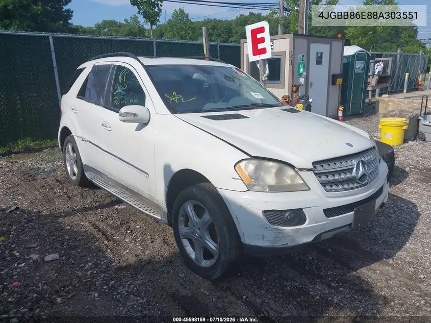 2008 Mercedes-Benz M-Class 3.5L VIN: 4JGBB86E88A303551 Lot: 45598159