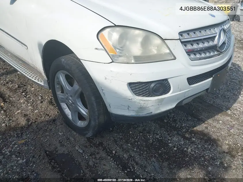 2008 Mercedes-Benz M-Class 3.5L VIN: 4JGBB86E88A303551 Lot: 45598159