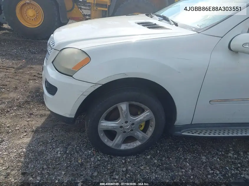 2008 Mercedes-Benz M-Class 3.5L VIN: 4JGBB86E88A303551 Lot: 45598159