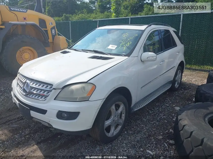 2008 Mercedes-Benz M-Class 3.5L VIN: 4JGBB86E88A303551 Lot: 45598159