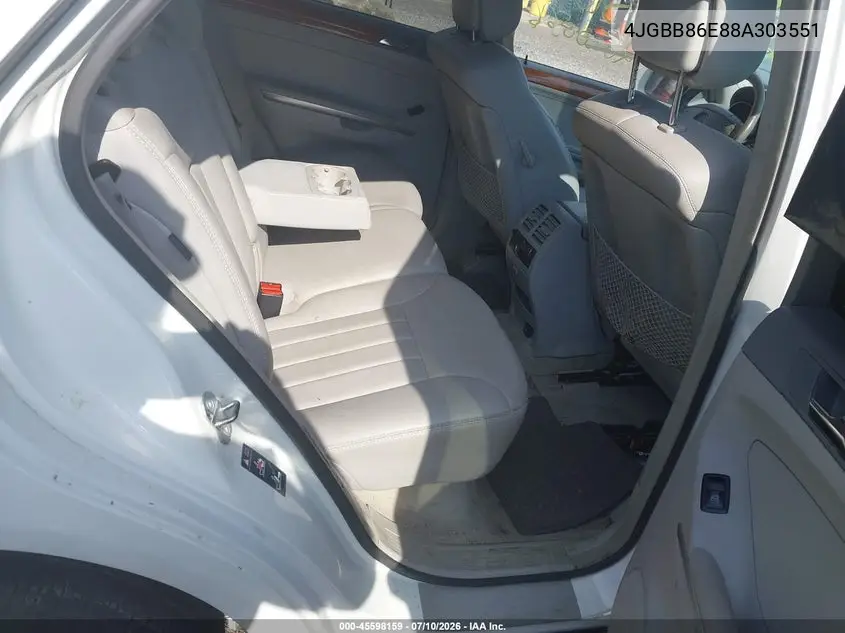 2008 Mercedes-Benz M-Class 3.5L VIN: 4JGBB86E88A303551 Lot: 45598159