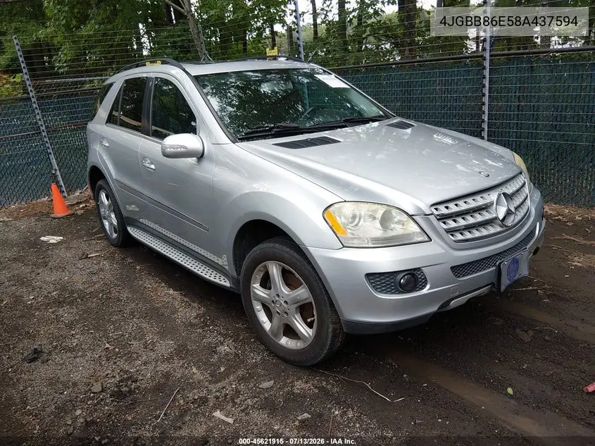 2008 Mercedes-Benz M-Class 3.5L VIN: 4JGBB86E58A437594 Lot: 45621915