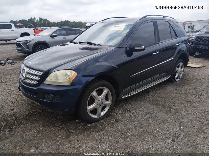 2008 Mercedes-Benz M-Class 3.5L VIN: 4JGBB86E28A310463 Lot: 45626074