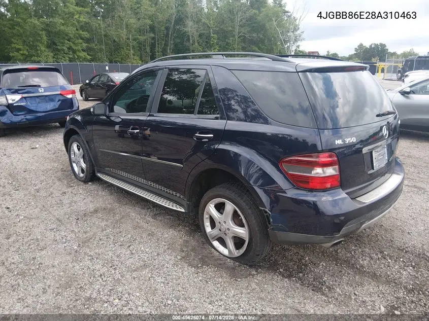2008 Mercedes-Benz M-Class 3.5L VIN: 4JGBB86E28A310463 Lot: 45626074