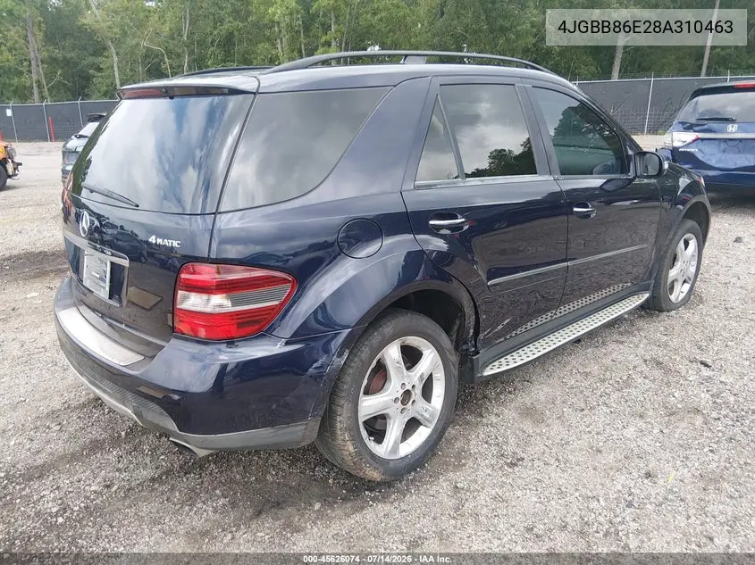 2008 Mercedes-Benz M-Class 3.5L VIN: 4JGBB86E28A310463 Lot: 45626074
