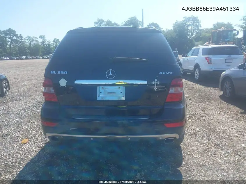 2009 Mercedes-Benz Ml 350 4Matic VIN: 4JGBB86E39A451334 Lot: 45563080
