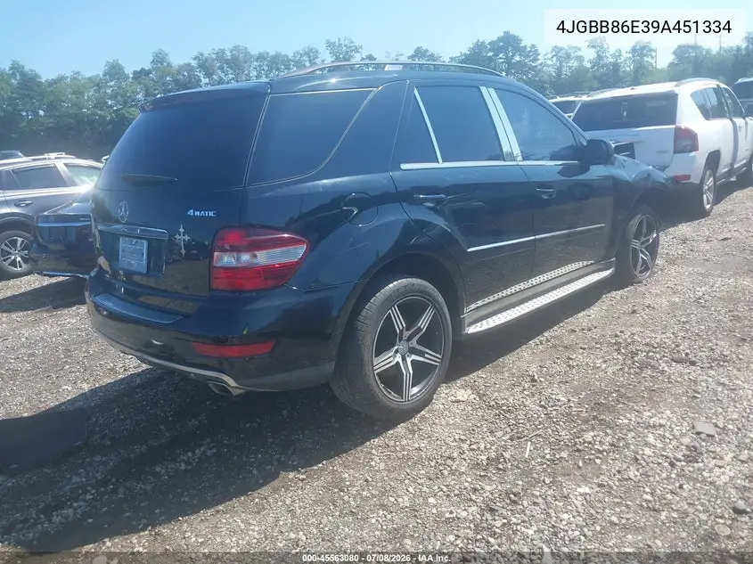2009 Mercedes-Benz Ml 350 4Matic VIN: 4JGBB86E39A451334 Lot: 45563080