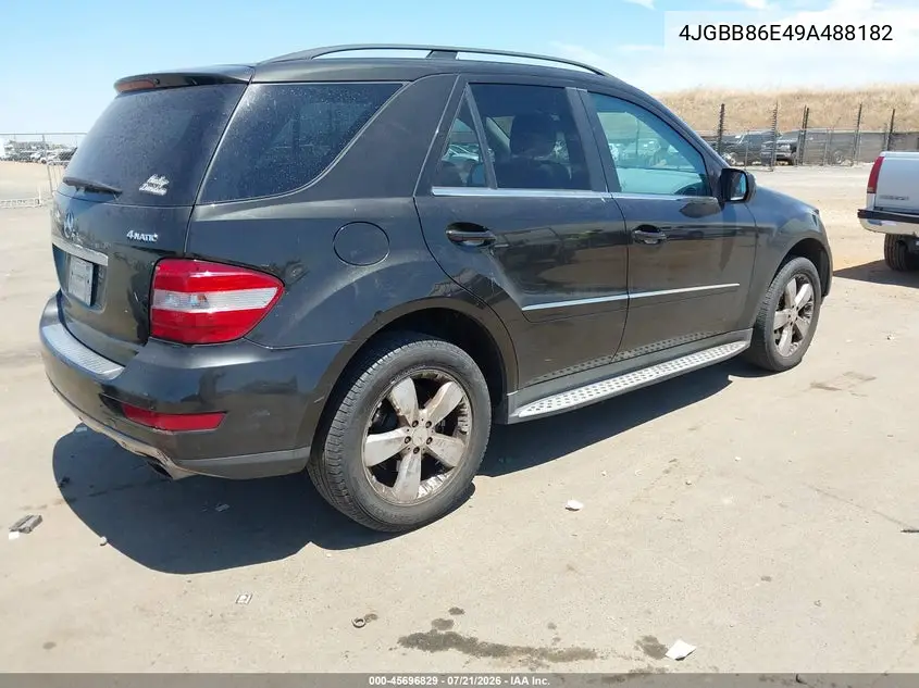2009 Mercedes-Benz Ml 350 4Matic VIN: 4JGBB86E49A488182 Lot: 45696829